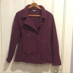 Purple overlap fleece coat